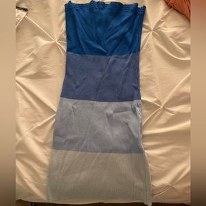 color block strapless dress